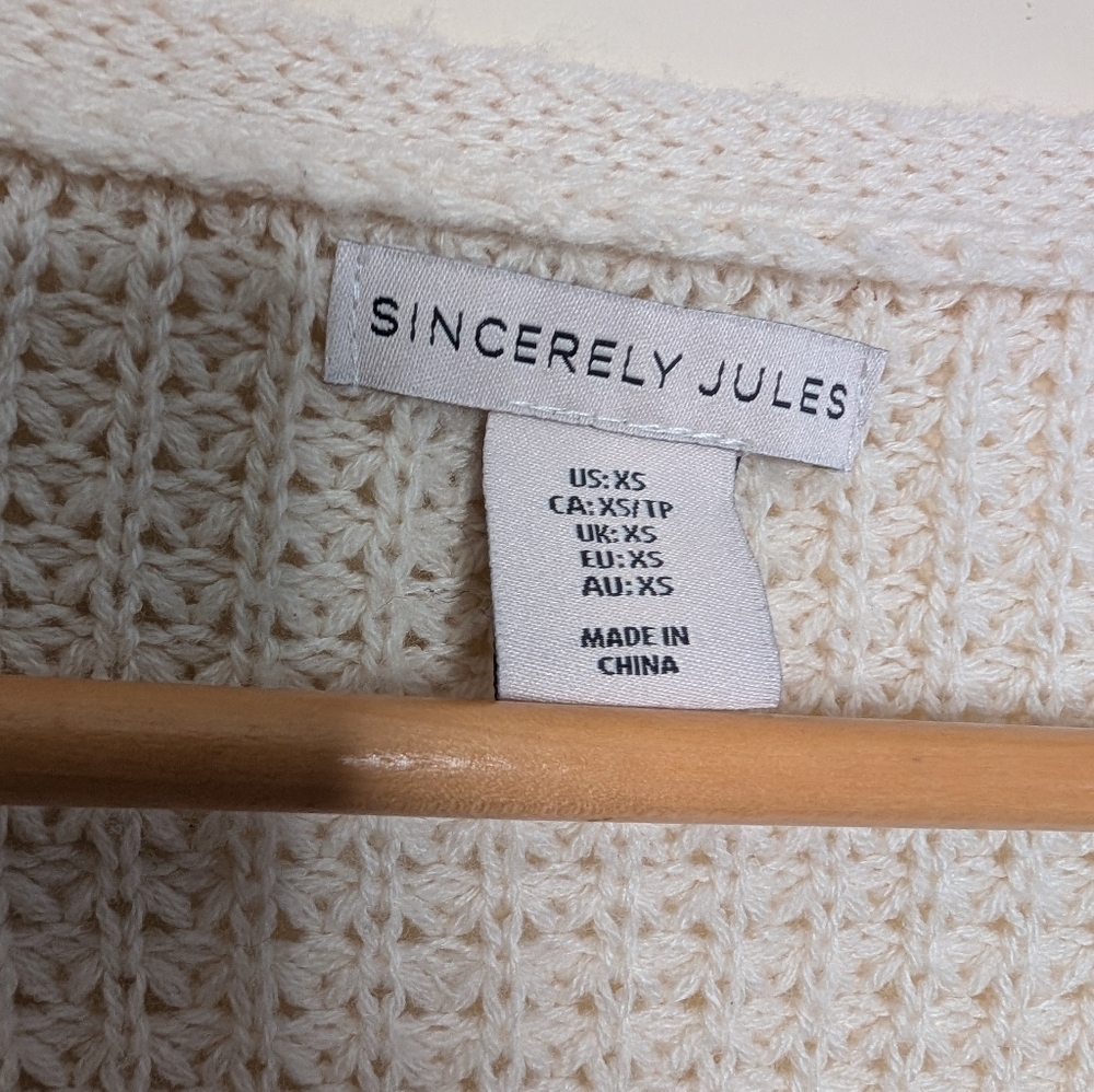 Sincerely Jules Cropped Crochet Cardigan Granny Square Sleeves Women’s X-Small - Picture 5 of 7